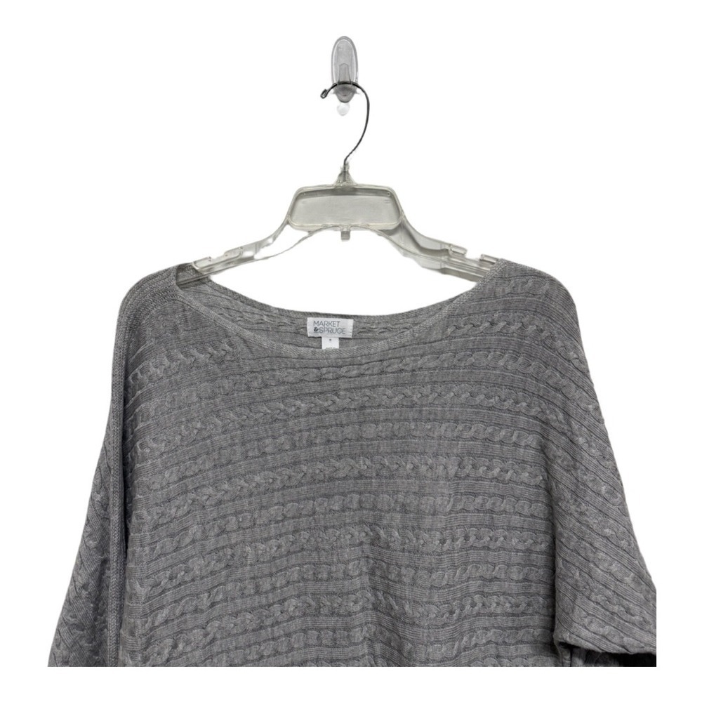 Market & Spruce Gray Knit Light Weight Sweater Size Medium Cashmere Silk Blend - Picture 2 of 6